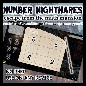 Preview of 2nd Grade Halloween Math Escape Room: Number Nightmares in a Haunted Mansion
