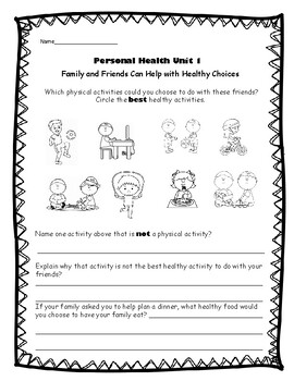 health education worksheets for grade 2
