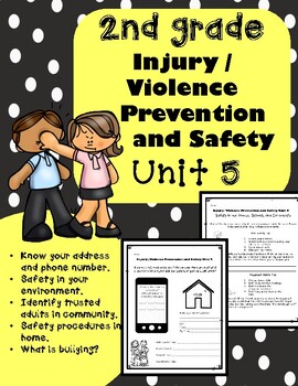 Preview of 2nd Grade Health - Unit 5: Injury / Violence Prevention and Safety Worksheets
