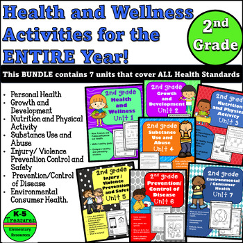 Preview of 2nd Grade Health Activities and Worksheets BUNDLE for the ENTIRE Year!