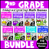 2nd Grade Holidays Math Game Bundle - End of Year, Back to