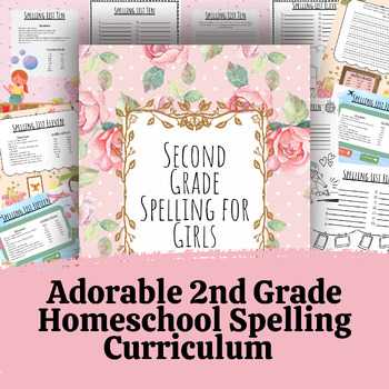 Preview of 2nd Grade Homeschool Spelling and Writing Printable Worksheets for Girls