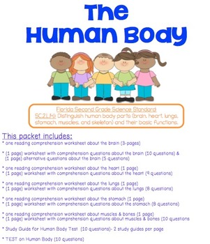 Preview of 2nd Grade Human Body Reading Comprehension Pack