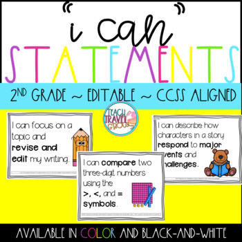 I Can Statements 2nd Grade Editable by Teach Travel Grow | TPT