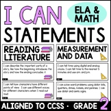 2nd Grade I Can Statements for Common Core ELA and Math - 