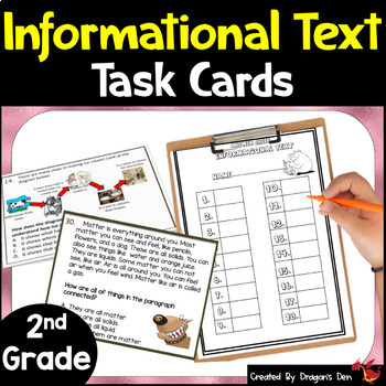 Preview of 2nd Grade Informational Text Task Cards plus Easel