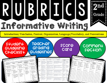 Preview of 2nd Grade Informative Writing Rubric with Checklist & Teacher Grading Guideline