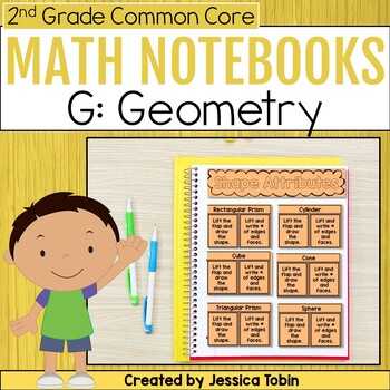 Preview of 2nd Grade Math Interactive Notebook - Geometry, 2D and 3D Shapes, Partitioning