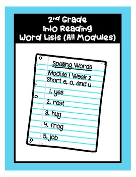 Preview of 2nd Grade Into Reading Spelling and High Frequency Word Lists (All Modules)