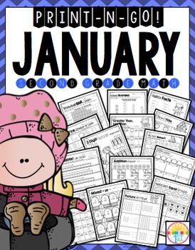 Preview of 2nd Grade January (NO PREP) Print N' Go Math