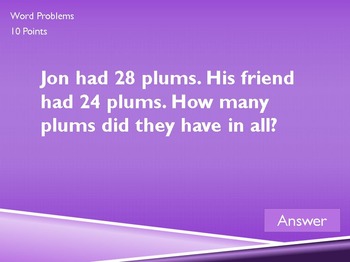 2nd Grade Jeopardy Math #2 by LOLLIPOP LEARNING | TpT