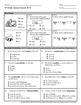 journeys grade 2 weekly tests pdf lesson 12