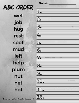 2nd Grade Journeys Spelling Words - ABC Order Worksheets by I Can and I
