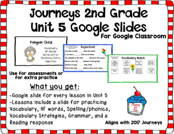 Preview of 2nd Grade Journeys Unit 5 Google Slides- Distance Learning