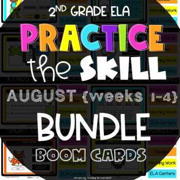 Preview of 2nd Grade Language Arts Boom Cards for August (weeks 1-4) Bundle