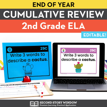 Preview of 2nd Grade Language Arts Cumulative Review Editable ELA End of Year Activities
