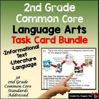 Preview of 2nd Grade Language Arts Task Card Bundle Print plus Digital