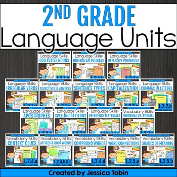 Preview of 2nd Grade Language, Grammar, Vocabulary Bundle - Centers, Practice, Worksheets