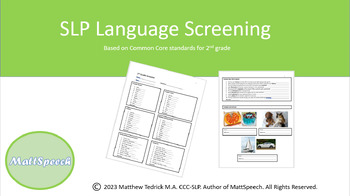 Preview of 2nd Grade Language Screening - Speech Therapy