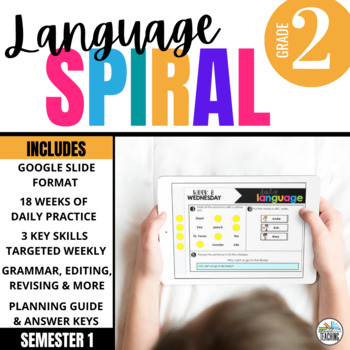 Preview of 2nd Grade Language Spiral Review | 1st Semester Daily ELA Warm ups DIGITAL