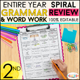 2nd Grade Language Spiral Review & Quizzes | Grammar Morning Work | Homework