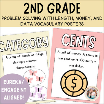 Preview of 2nd Grade Length, Money, and Data Vocab | Eureka/EngageNY Aligned |Gentle Garden