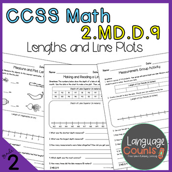 Preview of 2nd Grade, Lengths and Line Plots- No Prep Practice Worksheets
