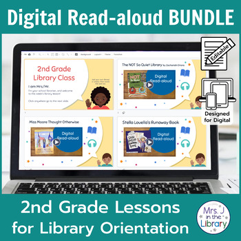 Preview of 2nd Grade Library Orientation Read-aloud Activities BUNDLE for Google Slides