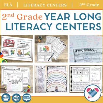 Preview of 2nd Grade Literacy Centers | PRINT AND DIGITAL (Full Year)