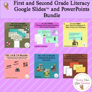 Preview of 1st and 2nd Grade Literacy Slide Presentations | Distance Learning