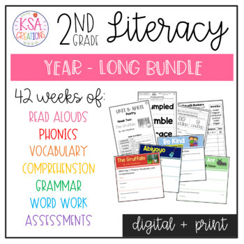 Preview of 2nd Grade Literacy | Growing Bundle | Digital + Print | Distance Learning