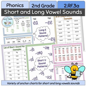 2nd grade long and short vowel anchor charts 2rf3a tpt