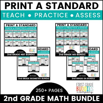 Preview of 2nd Grade MATH Standards Based No Prep Tasks Instruction & Assessment WHOLE YEAR