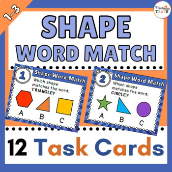 Preview of 2nd Grade MATH TASK CARDS: Shape-Word Match