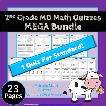 Preview of 2nd Grade MD Quizzes: 2nd Grade Math Quizzes, Measurement & Data