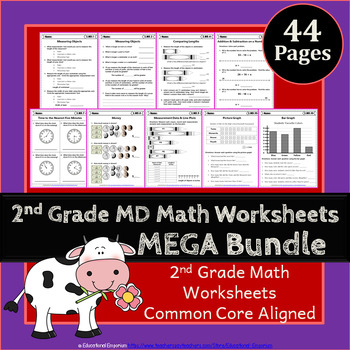 Preview of 2nd Grade MD Worksheets: 2nd Grade Math Worksheets, Measurement & Data