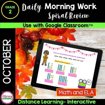 Preview of 2nd Grade MORNING WORK & SPIRAL REVIEW  OCTOBER - Google Slides™  Version