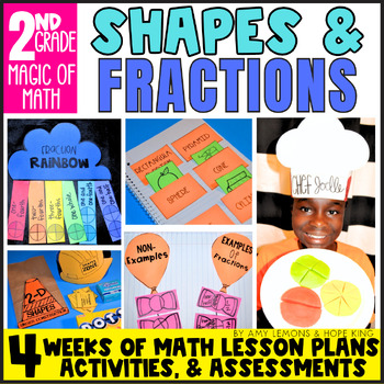 Preview of 2nd Grade Magic of Math for 2D Shapes, 3D Shapes, Fractions, Geometry Activities