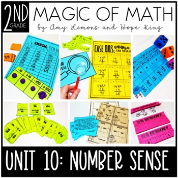 Preview of 2nd Grade Magic of Math Lesson Plans for Unknown Numbers & 10 & 100 More Less
