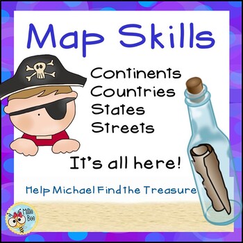 Preview of 2nd Grade Map Skills, Pirate Themed-  Print and Digital
