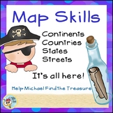 2nd Grade Map Skills, Pirate Themed-  Print and Digital