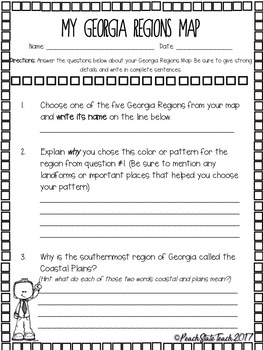 Nd Grade Map Skills With Georgia Regions By Peach State Teach Tpt