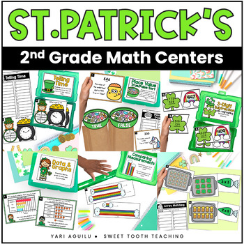 Preview of St.Patrick's Day Math Centers- 2nd Grade Math Task Cards & Review Activities