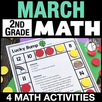 Preview of 2nd Grade March Math Centers, St. Patrick's Day Game Spring Math Activities
