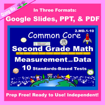 Preview of 2nd Grade Math Measurement and Data 2.MD Tests Google Slides PDF PPT
