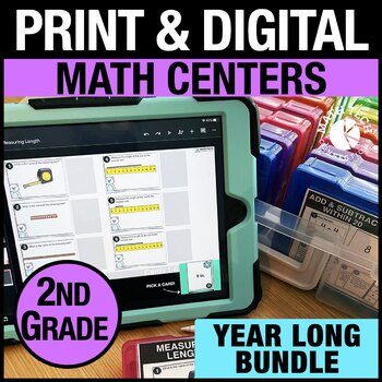 Preview of 2nd Grade Math Activities Print & Digital Bundle Distance Learning Math Review