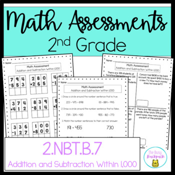 Preview of 2nd Grade Math Addition and Subtraction Within 1000 Assessment 2.NBT.B.7