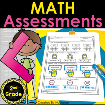 Preview of 2nd Grade Math Assessment Worksheets - End Of Year Assessment 2nd grade