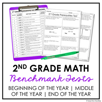 Preview of 2nd Grade Math Benchmark Tests Math Diagnostic Assessments & Screeners