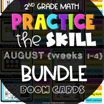 Preview of 2nd Grade Math Boom Cards for August (weeks 1-4) Bundle
